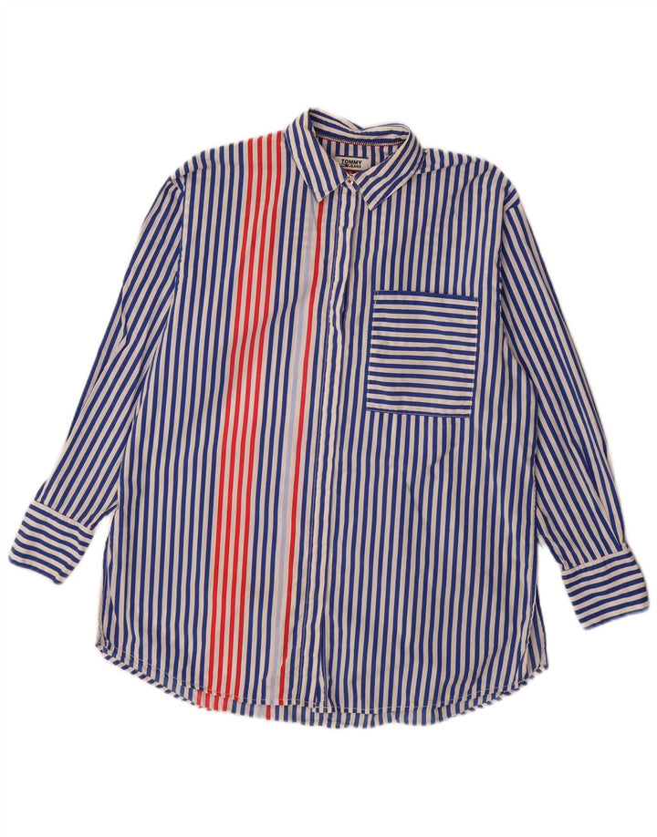 Tommy Hilfiger Herrenhemd, kleine blaue Nadelstreifen-Baumwolle