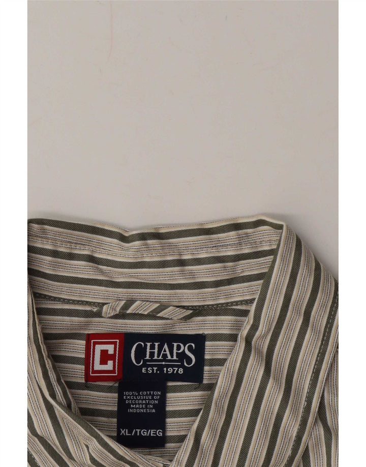 Chaps Herrenhemd XL grün gestreift aus Baumwolle