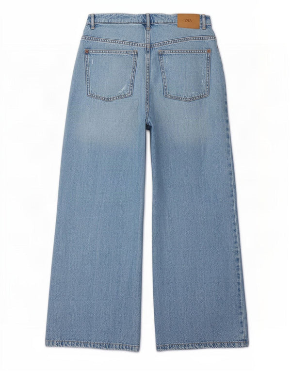 Zara Distressed-Jeans für Mädchen mit weitem Bein, 13–14 Jahre, W26, L25, Blau
