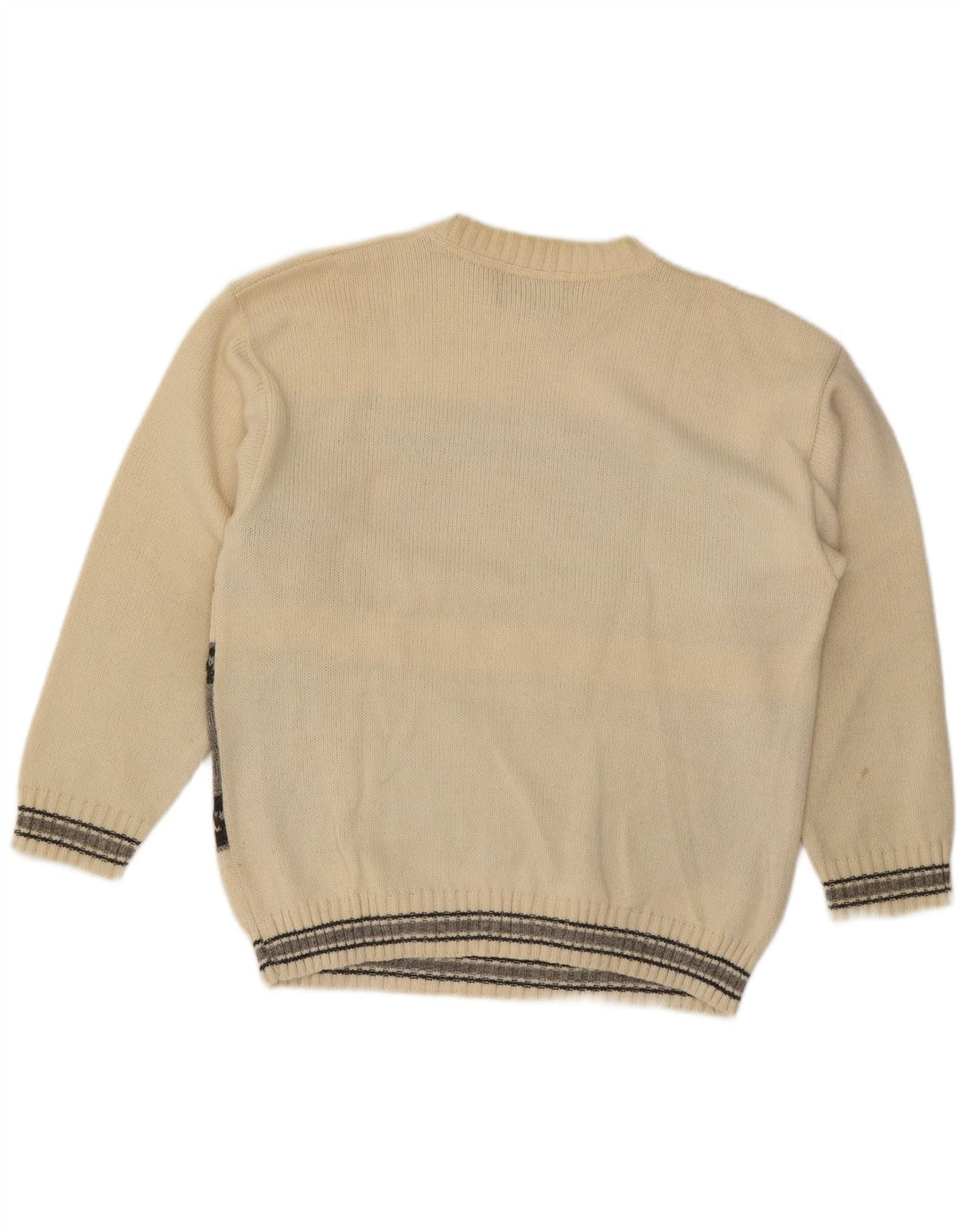 Tobia System Herren-Pullover mit Rundhalsausschnitt, Mittelbeige, geometrisch