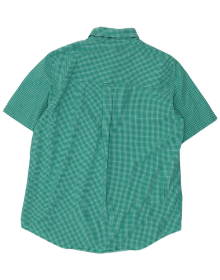 Chaps Herren-Kurzarmhemd aus mittelgrüner Gingham-Baumwolle