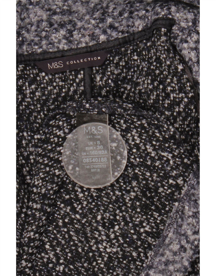 Marks & Spencer Damenmantel UK 8 Small Marineblau geflecktes Polyester