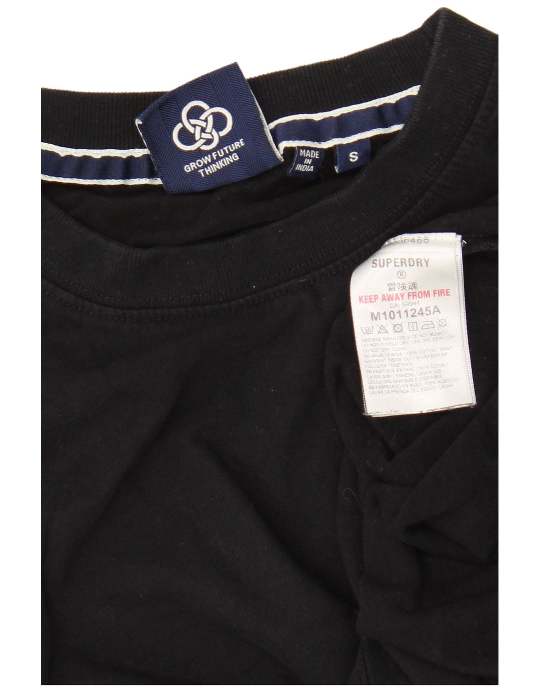 Superdry Herren T-Shirt Top Small aus schwarzer Baumwolle