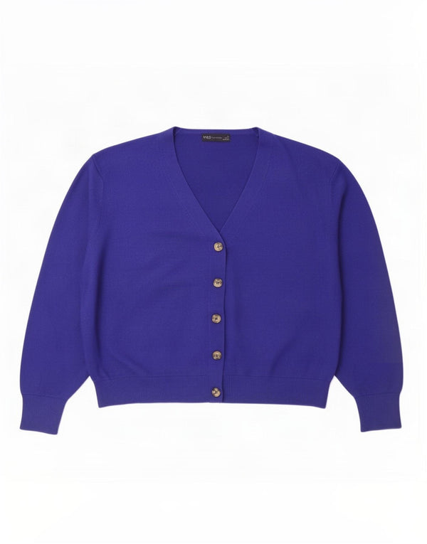 Marks & Spencer Damen-Strickjacke in Übergröße, Gr. 18, XL, blaue Viskose
