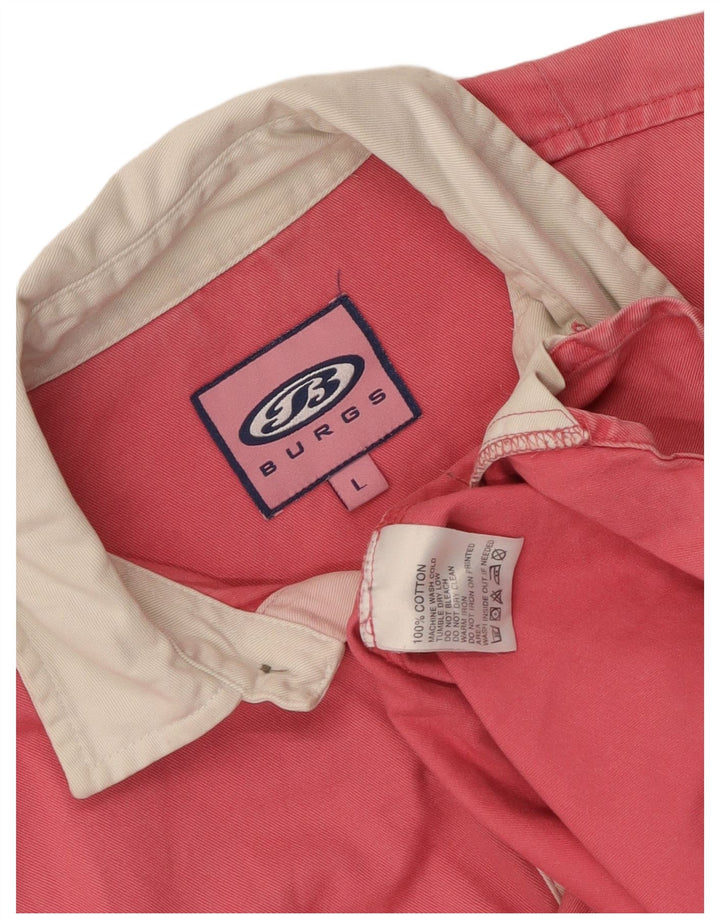 Vintage Damen Grafik-Pullover-Shirt UK 16 Große rosa Colourblock-Baumwolle