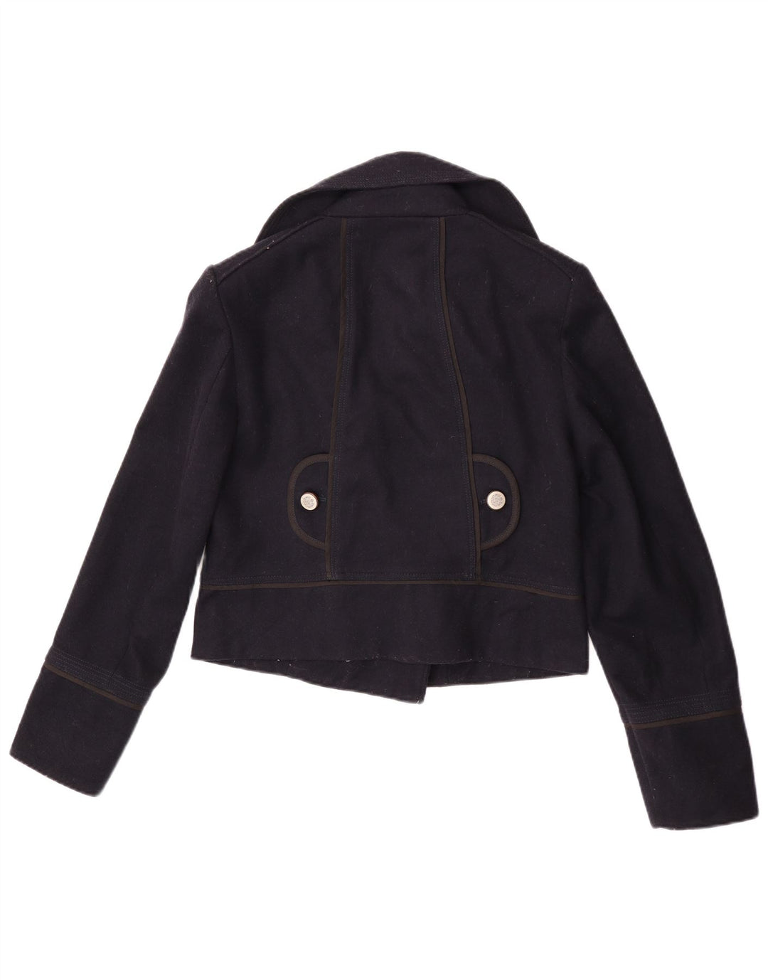 Zara Damen Crop Pea Coat UK 14 Large Marineblau
