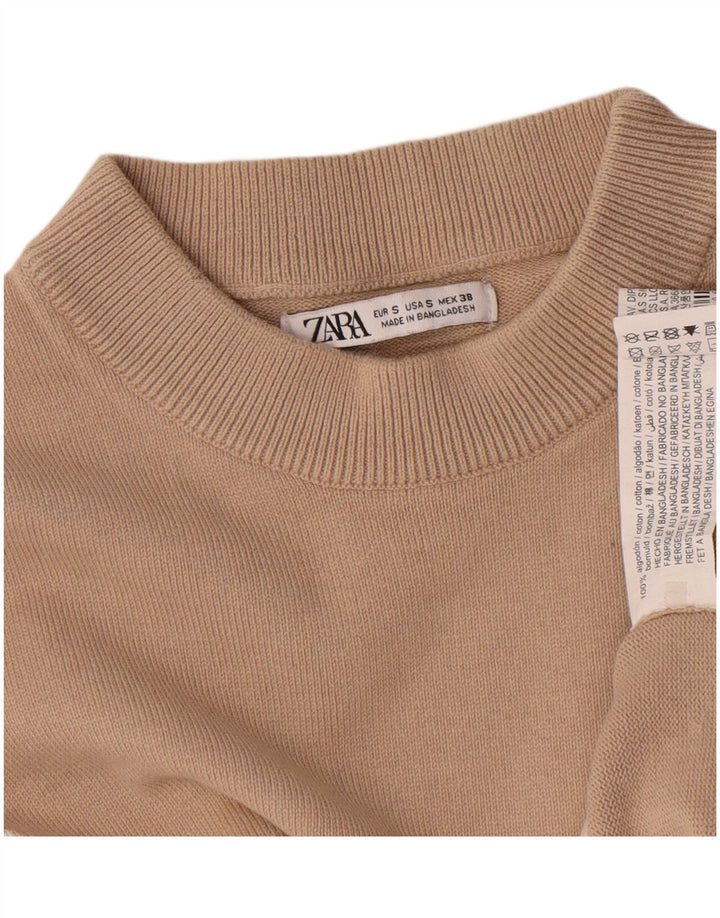 Übergroßer Sweatshirt-Pullover für Damen von Zara, Gr. 10, Größe S, Beige, Farbblock