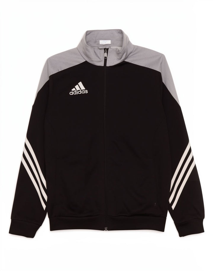 Adidas Jungen-Trainingsanzug, Top-Jacke, 13–14 Jahre, XL, schwarzes Farbblock-Polyester