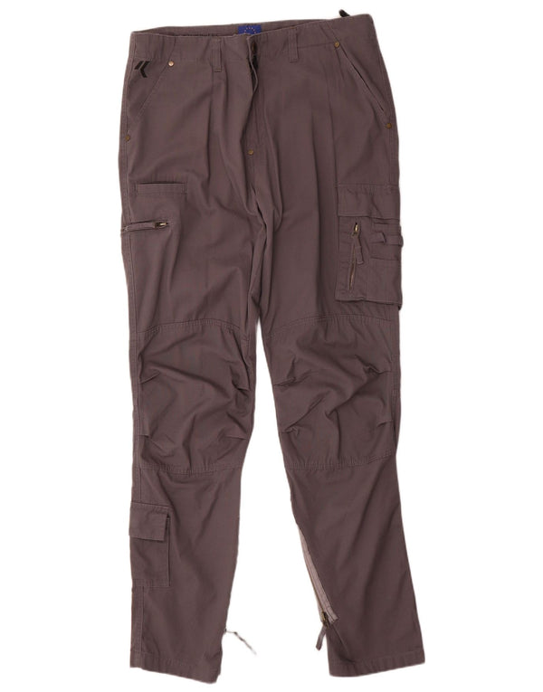 Issaline Womens High Waist Slim Cargo Trousers Large W34 L34 Grey Cotton