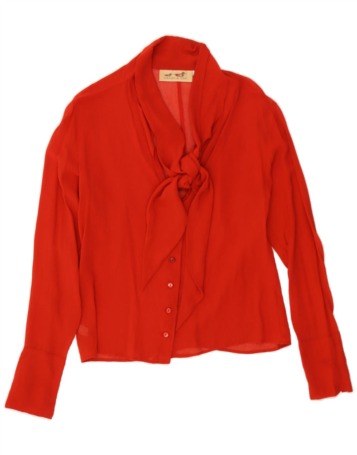 VINTAGE Womens Front Tie Shirt Blouse UK 10 Small Red Viscose Vintage Vintage and Second-Hand Vintage from Messina Hembry 
