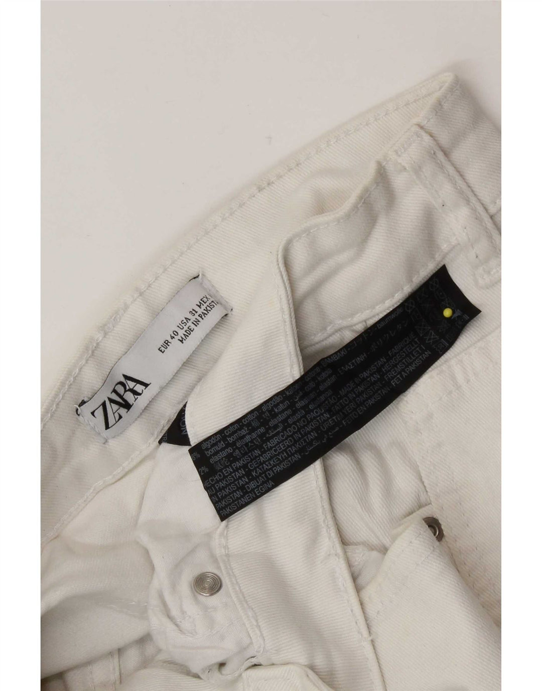 Zara Herren-Jeans im Used-Look, kurz geschnitten, EU 40, mittelgroß, W31, L25, weiße Baumwolle