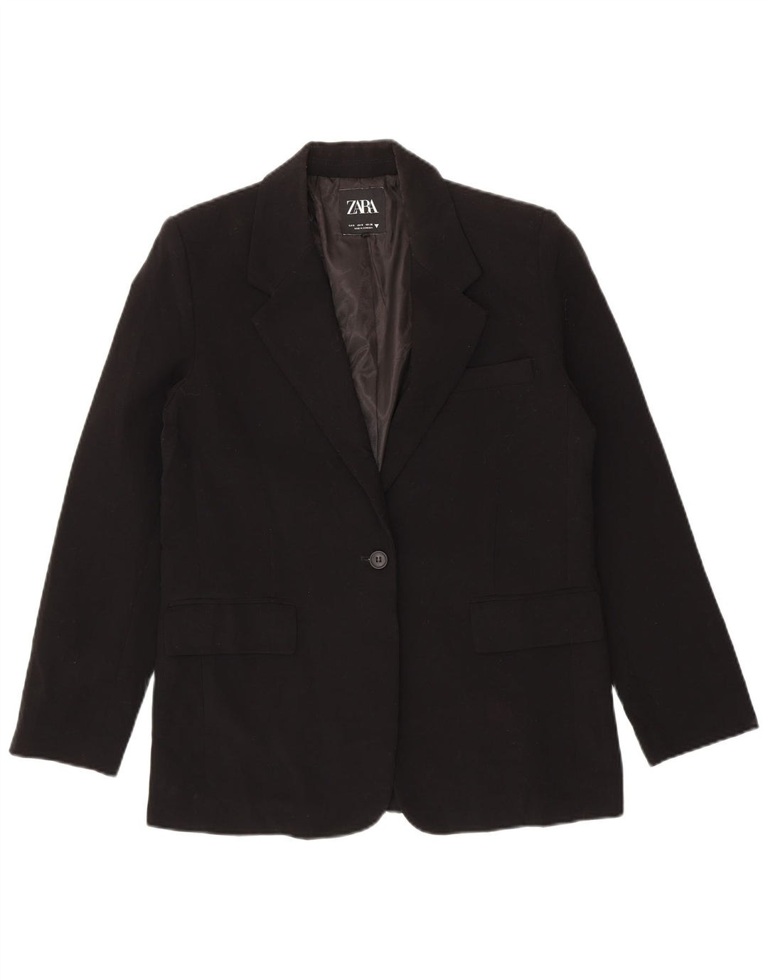 Zara Damen-Blazer mit 1 Knopf, übergroß, Gr. 10, Größe S, Schwarz, Polyester