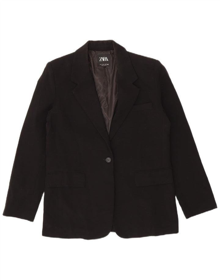 Zara Damen-Blazer mit 1 Knopf, übergroß, Gr. 10, Größe S, Schwarz, Polyester