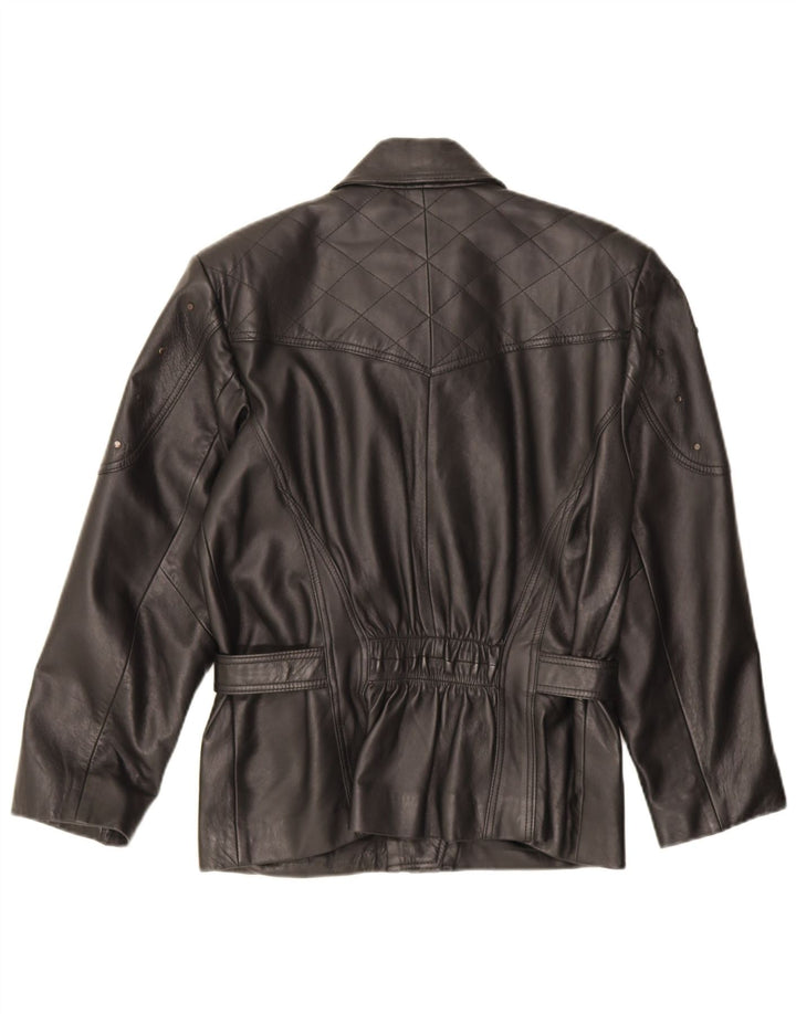 Vintage Damen Übergroße Leder-Bikerjacke EU 36 Kleines schwarzes Leder