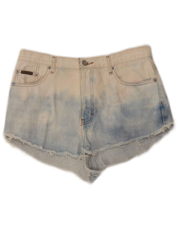 CALVIN KLEIN Damen Jeansshorts US 10 Large W32 Blue Tie Dye Cotton