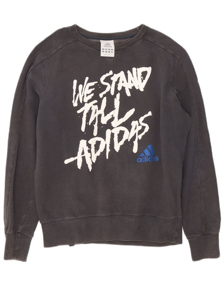 Adidas Herren Graphic Sweatshirt Pullover UK 38/40 Mittelgraue Baumwolle