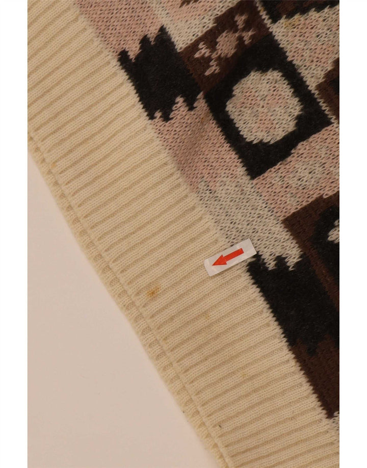 Missoni Herren-Pullover mit Rundhalsausschnitt, mittelbraune geometrische Wolle