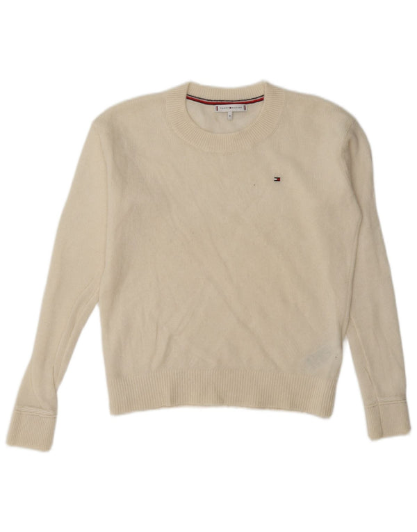 Tommy Hilfiger Damen-Pullover, übergroß, Rundhalsausschnitt, Gr. 6, XS, gebrochenes Weiß