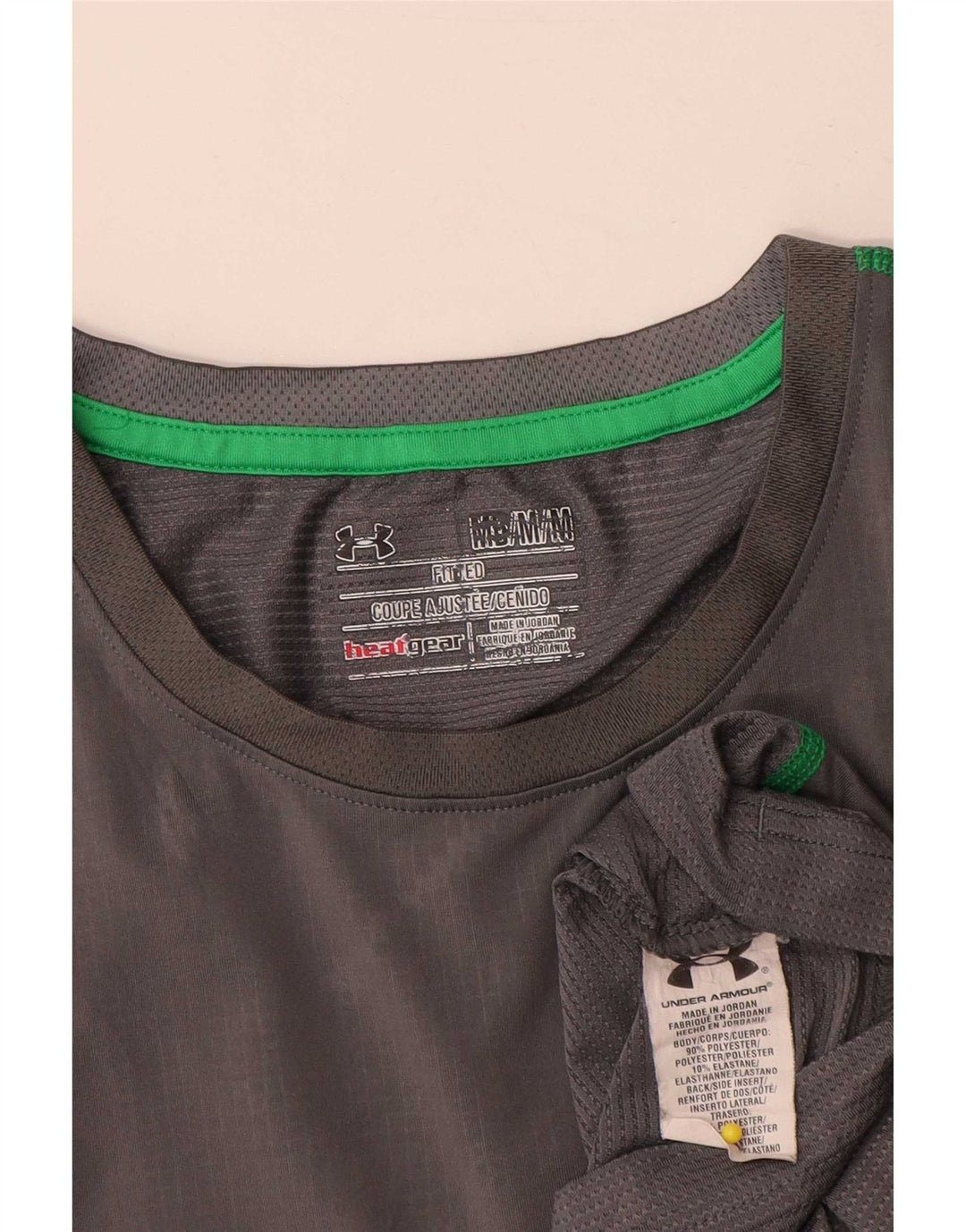 Under Armour Herren Heat Gear T-Shirt-Oberteil aus mittelgrauem, geometrischem Polyester