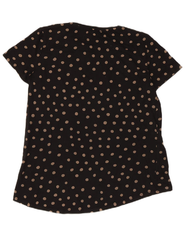 Zara Damen T-Shirt Top UK 10 Small Black Polka Dot