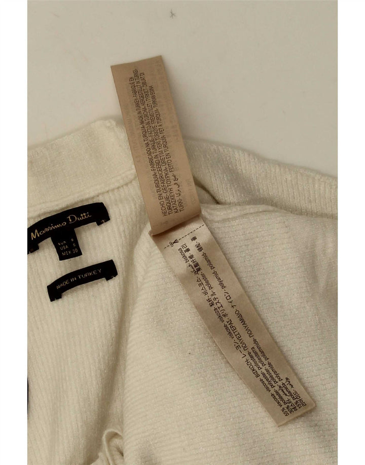 Massimo Dutti Damen Crop Cardigan Pullover UK 10 Small Weiße Viskose