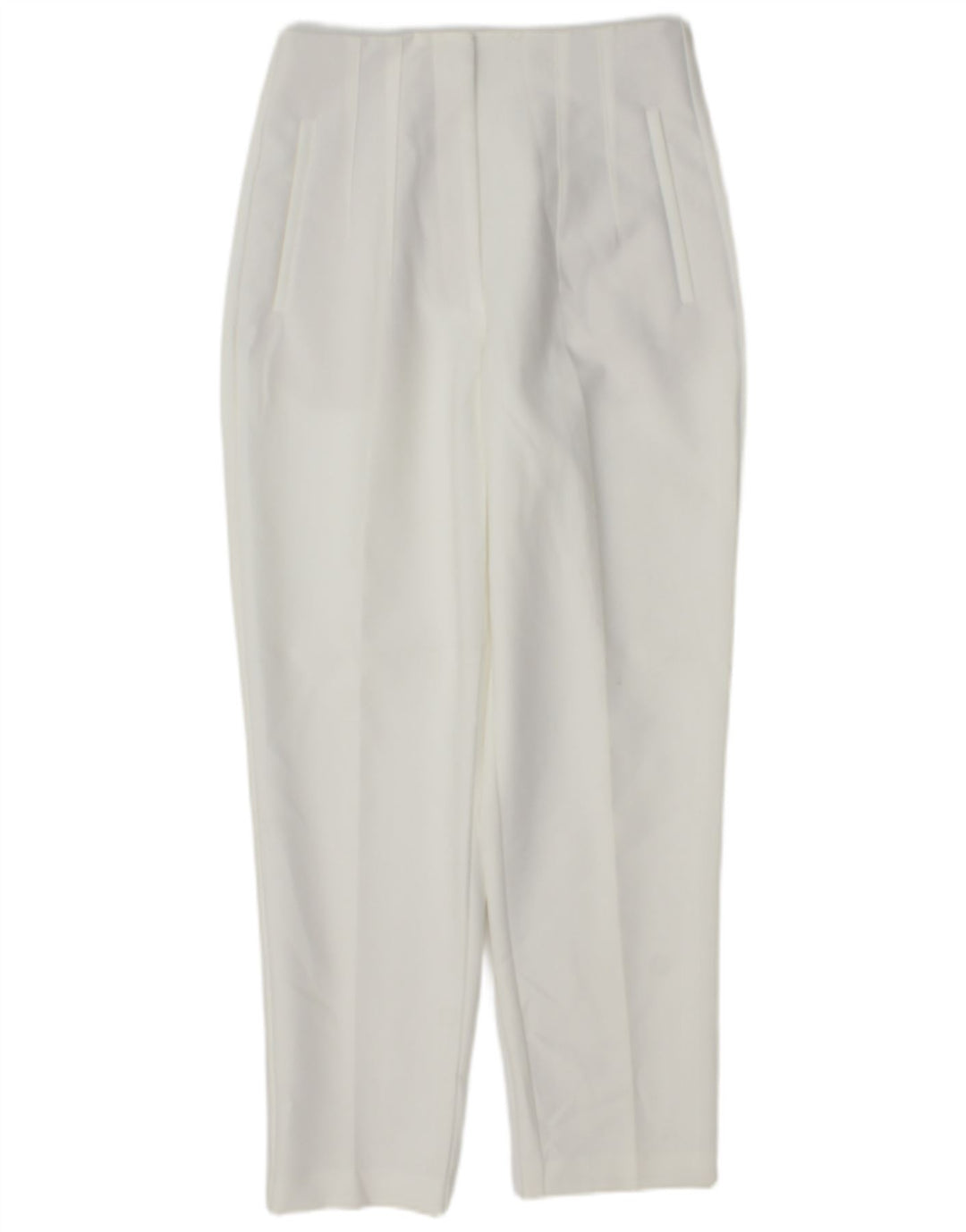 Zara Damen-Anzughose, schmal zulaufend, Größe M, W28, L27, Weiß, Polyester