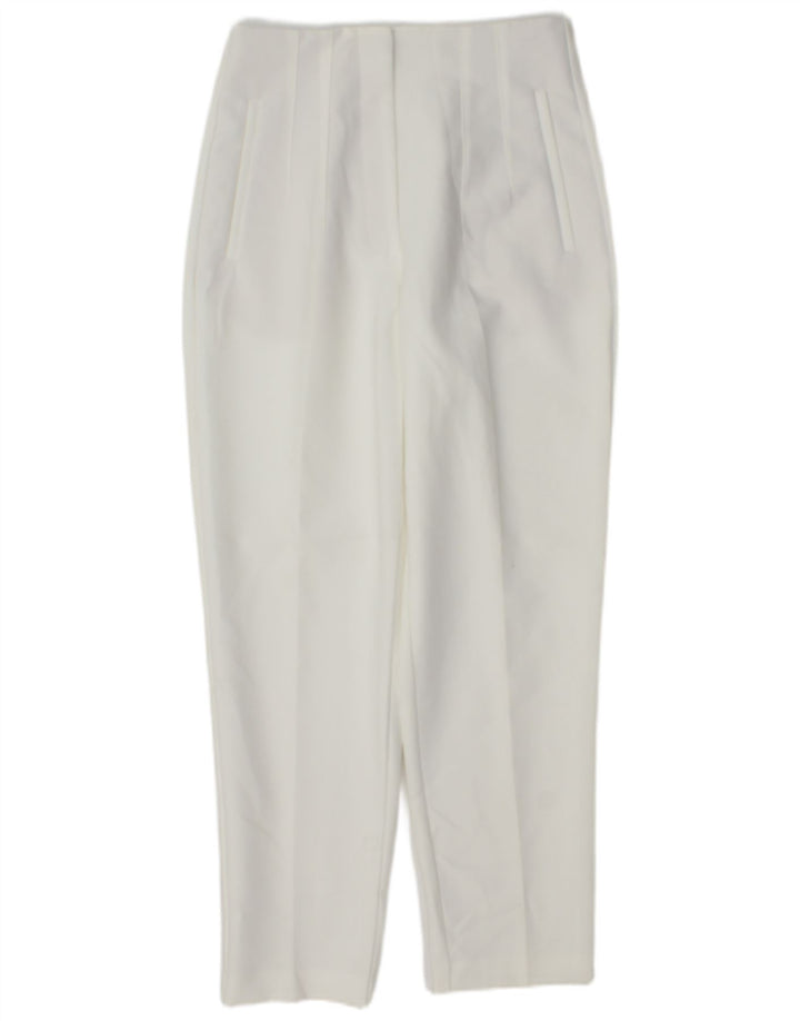 Zara Damen-Anzughose, schmal zulaufend, Größe M, W28, L27, Weiß, Polyester