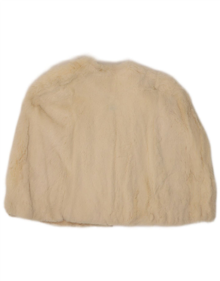 Vintage Damen Capelet-Mantel aus Kunstfell, Einheitsgröße, gebrochenes Weiß