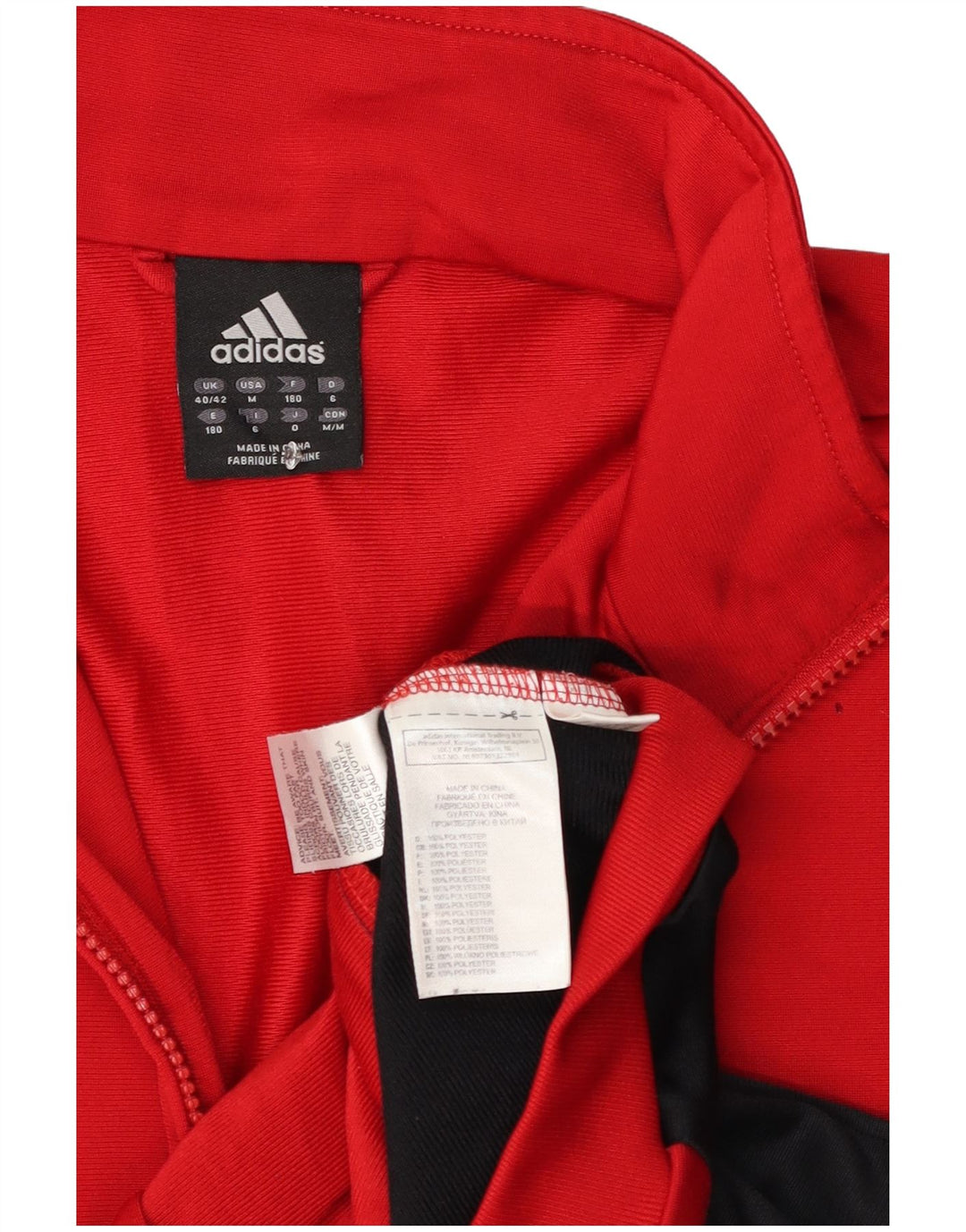 Adidas Herren-Trainingsanzug-Top-Jacke, UK 40/42, mittelrotes Farbblock-Polyester