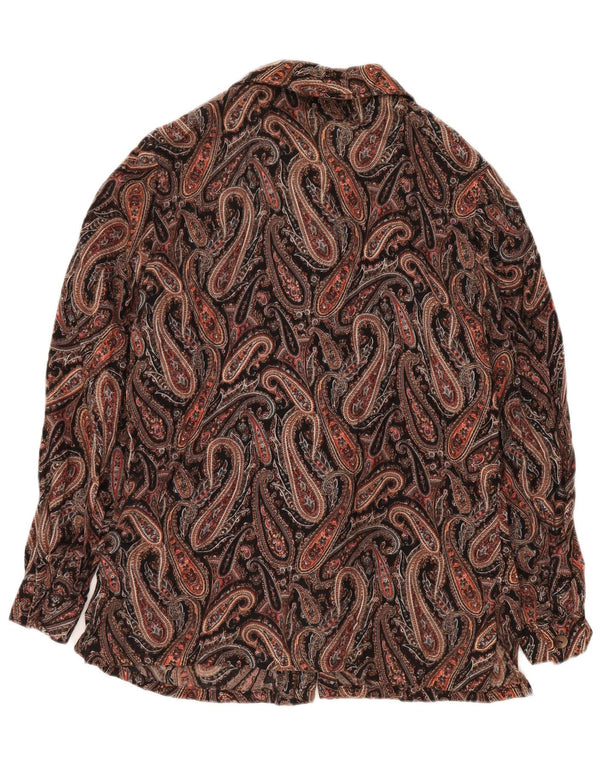 VINTAGE Damen Hemd UK 14 Großes schwarzes Paisley