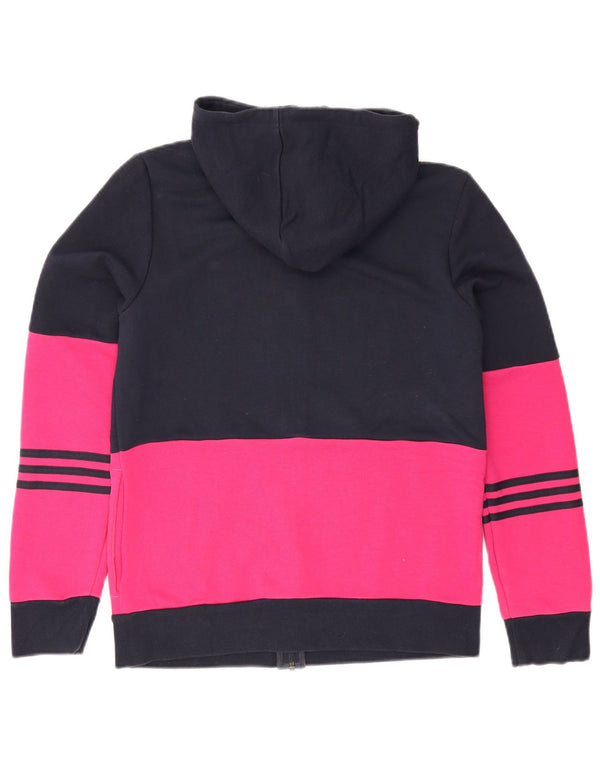 Adidas Damen Zip Hoodie Pullover UK 12/14 Medium Marineblau Farbblock