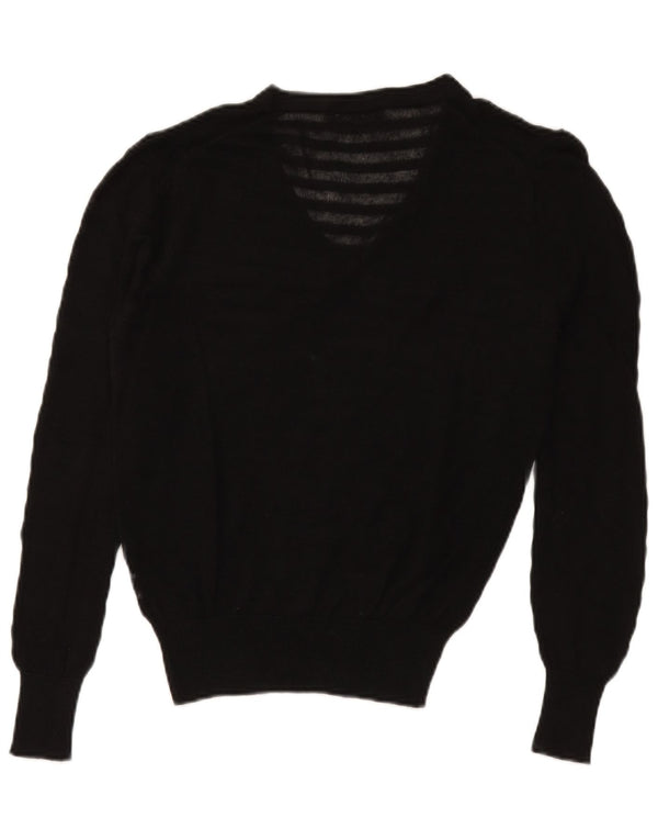 Zara Herren-Pullover mit V-Ausschnitt, durchsichtig, mittelschwarz, Ramie