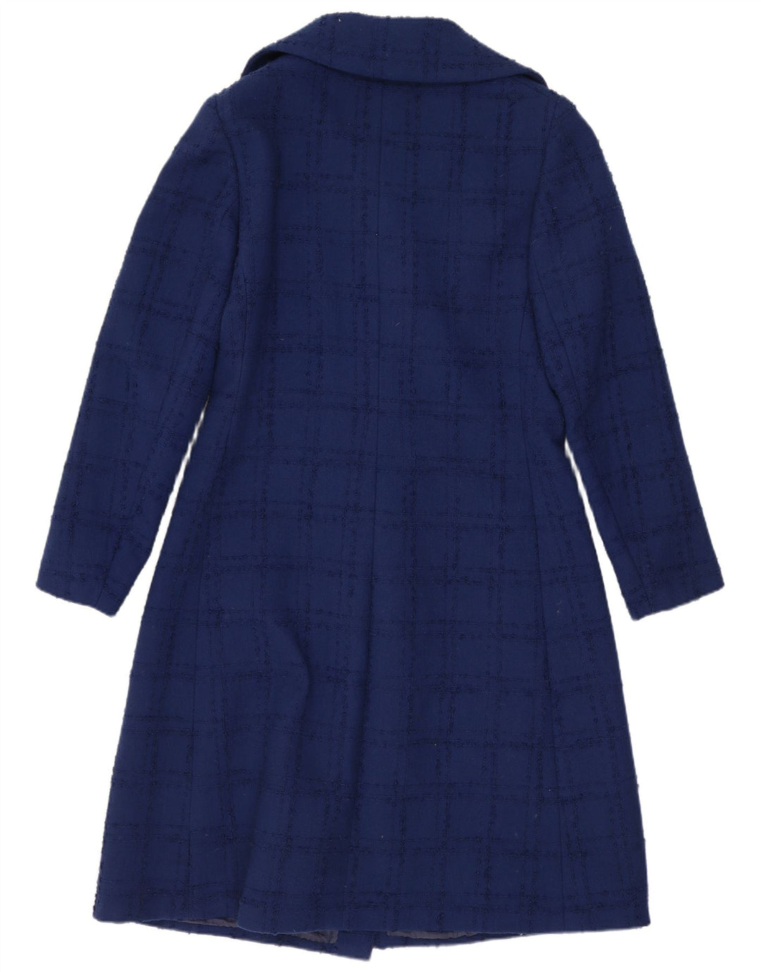 Vintage Damen Mantel UK 10 Small Navy Blue Check