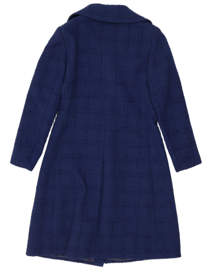 Vintage Damen Mantel UK 10 Small Navy Blue Check