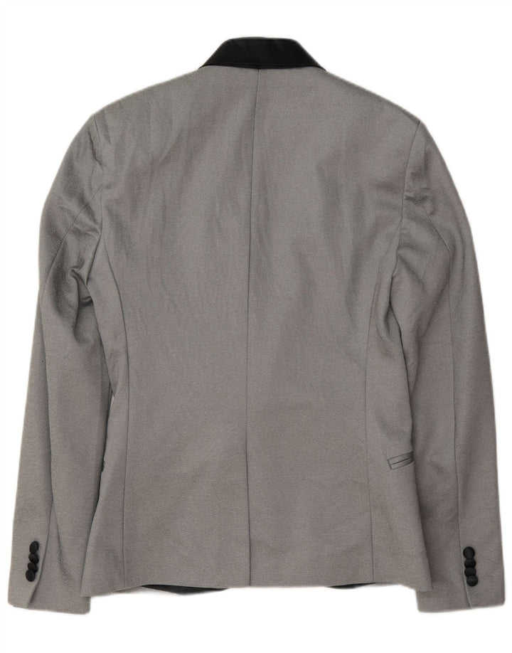 Zara Herren 1-Knopf-Blazerjacke UK 36 Small Grau Polyester