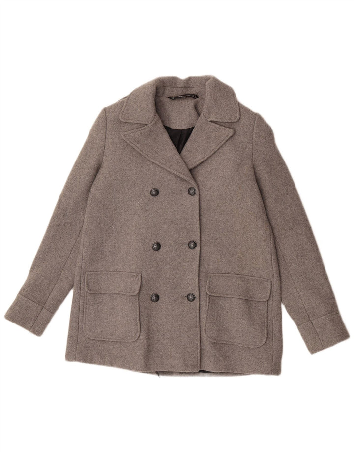 Zara Damen Trafaluc Pea Coat UK 6 XS Grau Polyester
