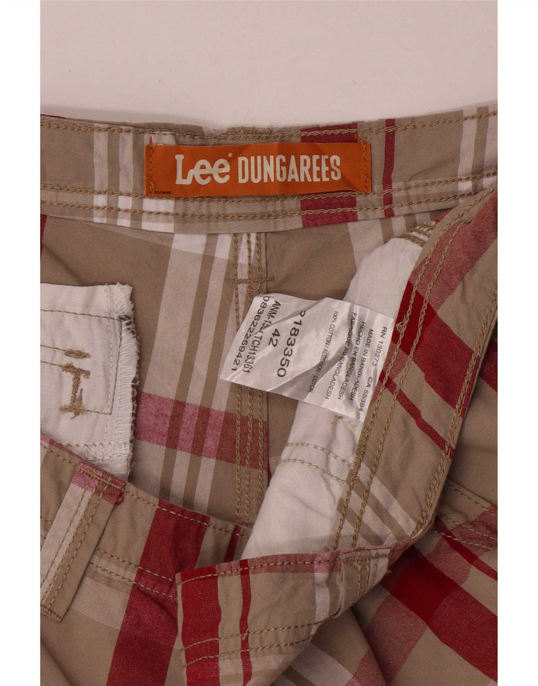 Lee Herren Cargoshorts W42 2XL Grau karierte Baumwolle