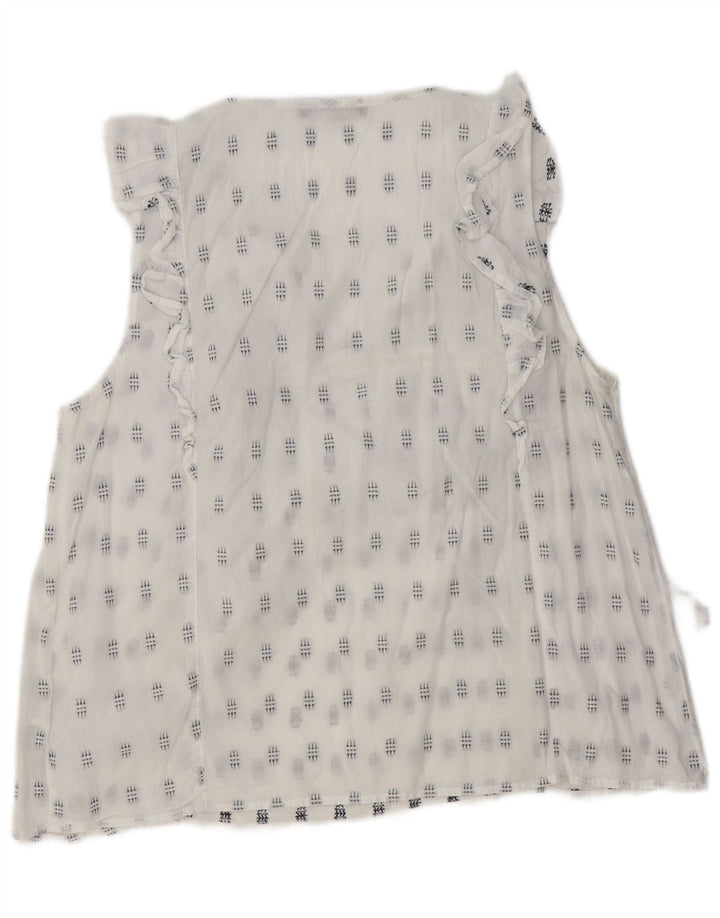 MARKS & SPENCER Damen ärmelloses Blusenoberteil UK 16 Large Weiß Geometrisch