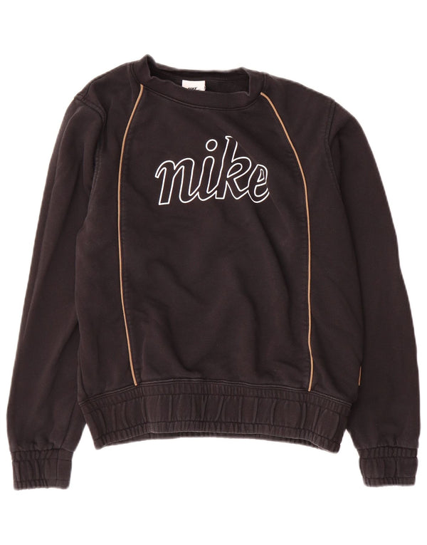 Nike Womens Graphic Oversized Sweatshirt Pullover UK 6 XS Schwarz Baumwolle