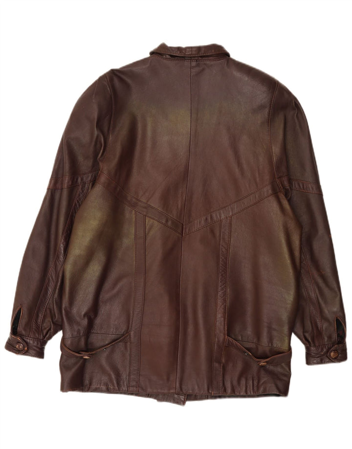 Vintage Damen Übergroßer Ledermantel EU 40 Mittelbraunes Leder