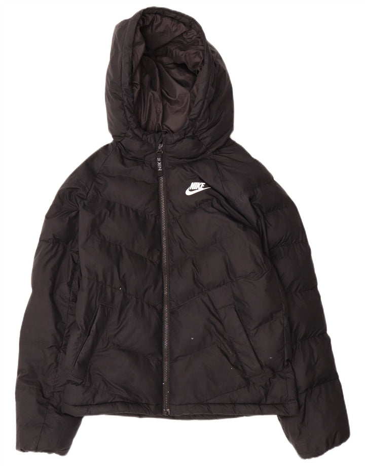 Nike Wattierte Jacke mit Kapuze für Jungen, 12–13 Jahre, Größe L, Schwarz, Polyester