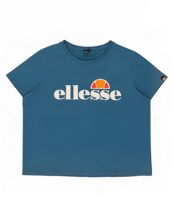 Ellesse Womens Graphic T-Shirt Top UK 28 6XL Blaue Baumwolle