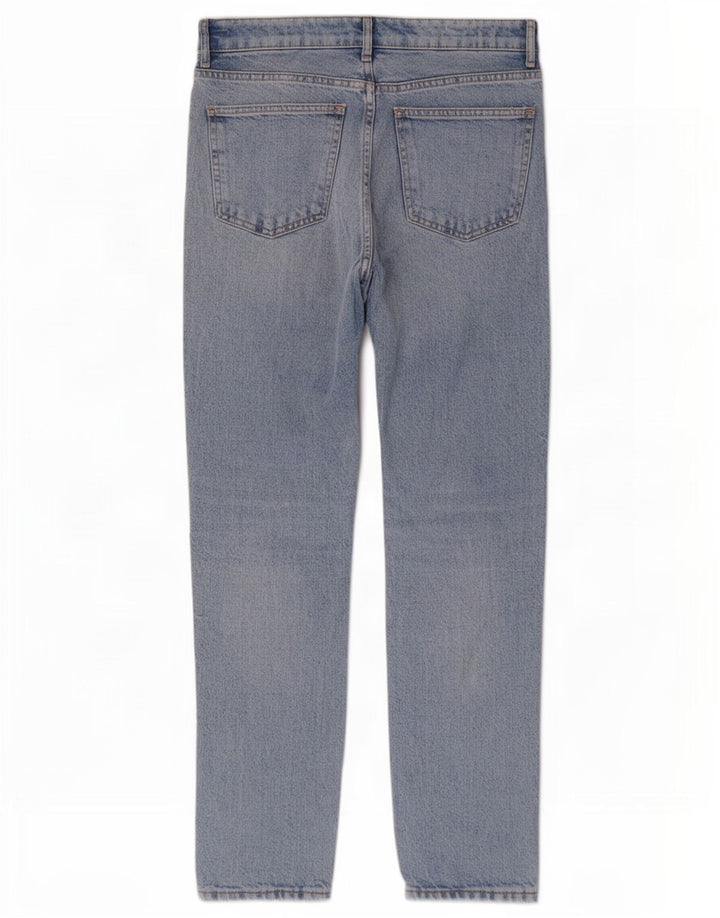 Zara Damen Distressed Straight Jeans EU 40 Medium W30 L28 Blau