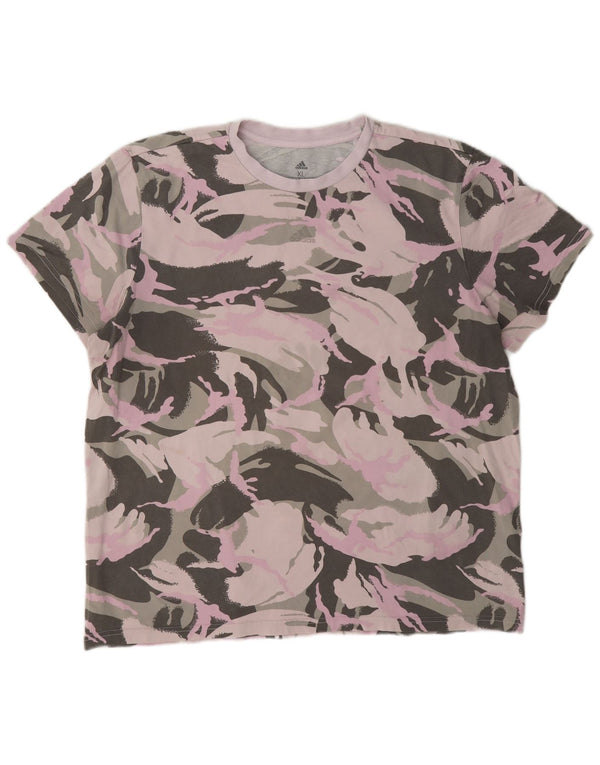 Adidas Damen T-Shirt Top UK 20/22 XL Mehrfarbige Camouflage-Baumwolle