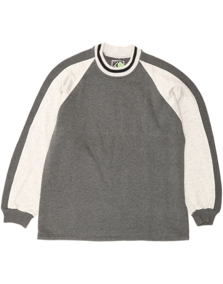 Vintage Herren-Sweatshirt-Pullover, großes graues Farbblock-Acryl