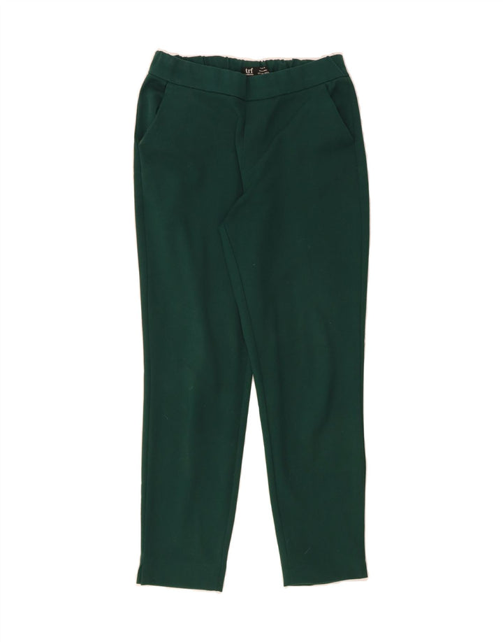 ZARA Womens Slim Cropped Trousers Small W26 L26 Green Polyester Vintage Zara and Second-Hand Zara from Messina Hembry 