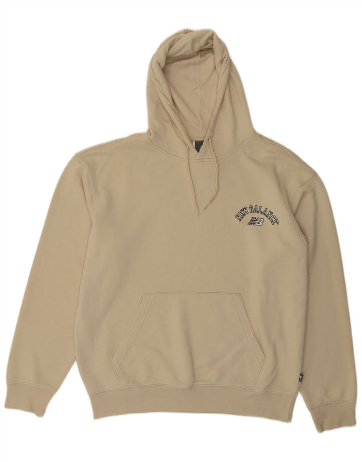 NEW BALANCE Herren-Kapuzenpullover mit Grafik, lockere Passform, mittelbeige Baumwolle