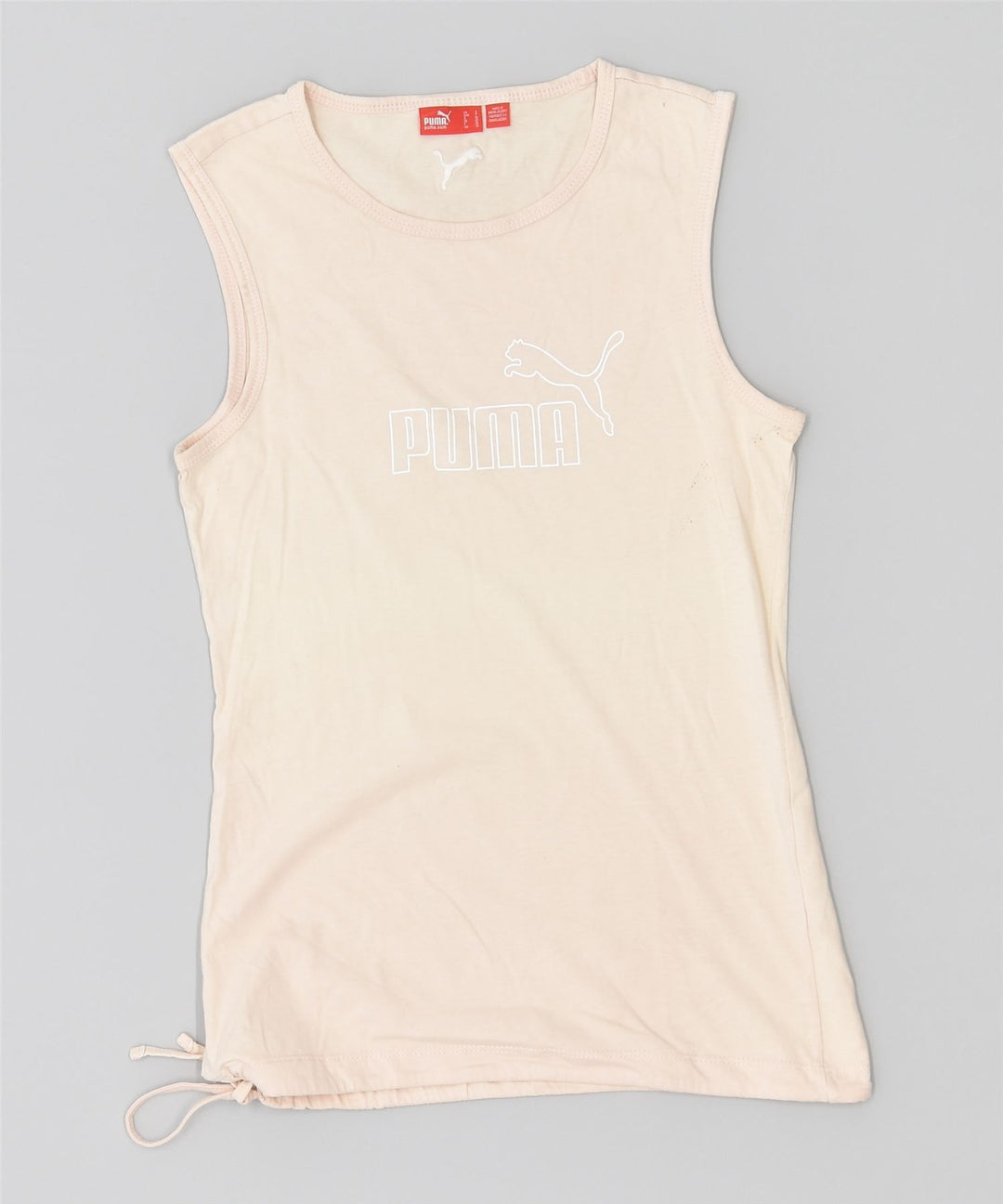 PUMA Damen Graphic Vest Top UK 10 Small Off White Baumwolle