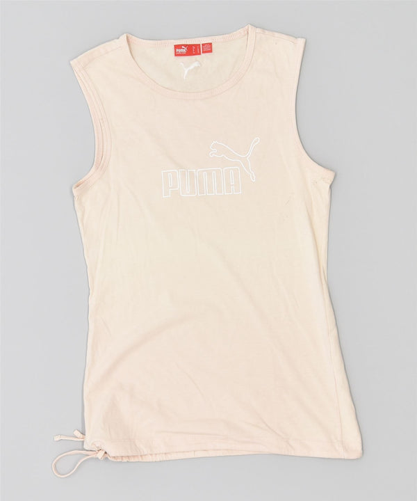 PUMA Damen Graphic Vest Top UK 10 Small Off White Baumwolle