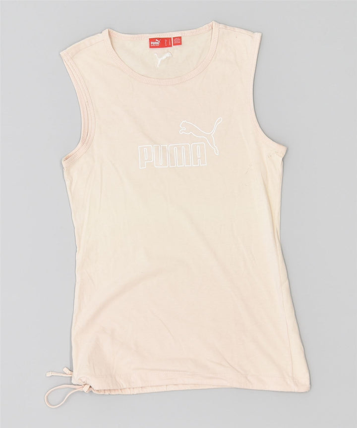 PUMA Damen Graphic Vest Top UK 10 Small Off White Baumwolle